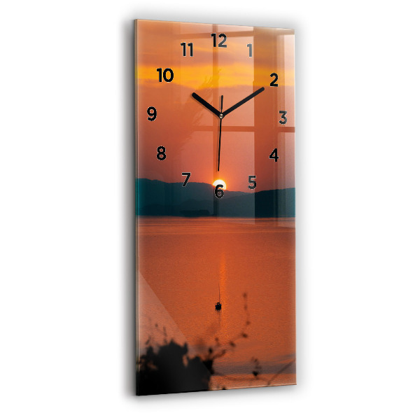 Modern vertical wall clock Lake Balaton in the evening