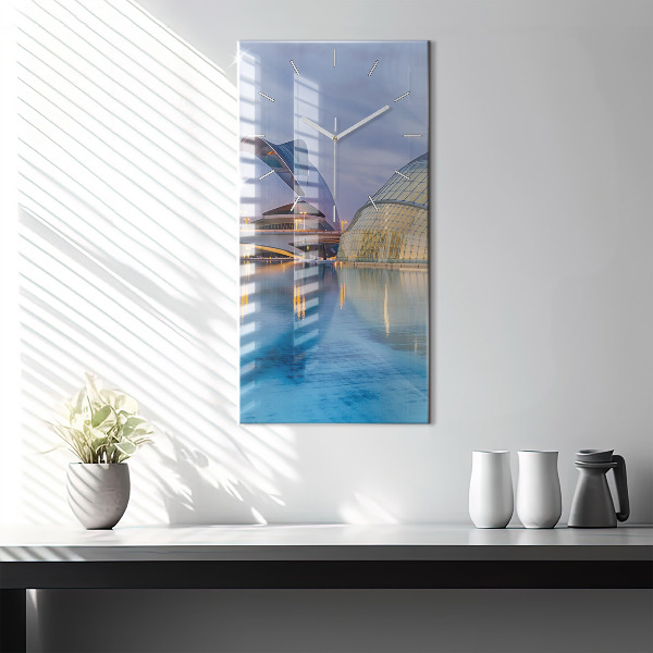 Modern vertical wall clock City sunset
