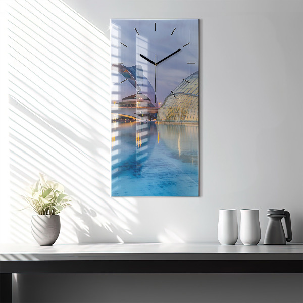 Modern vertical wall clock City sunset