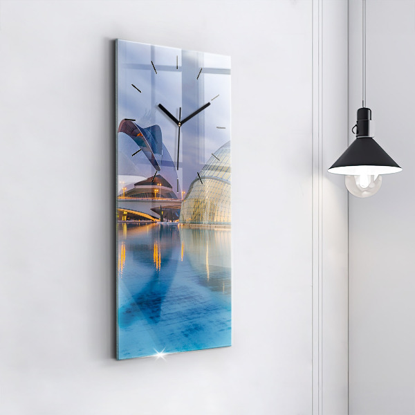 Modern vertical wall clock City sunset