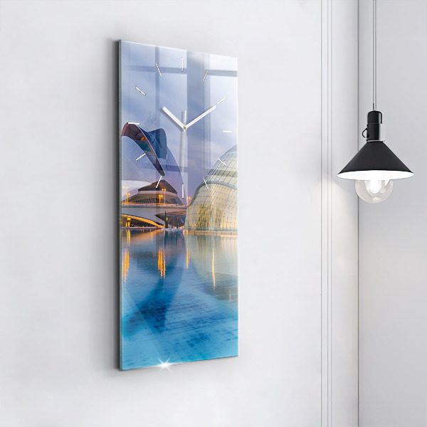 Modern vertical wall clock City sunset