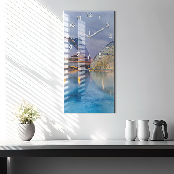 Modern vertical wall clock City sunset