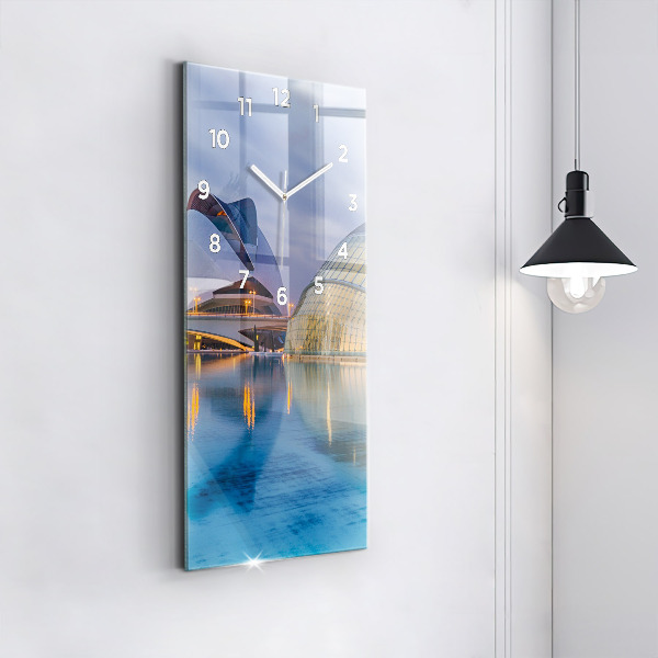 Modern vertical wall clock City sunset