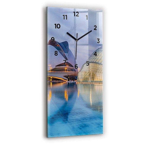 Modern vertical wall clock City sunset