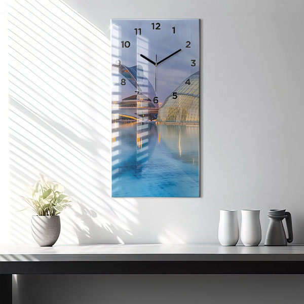 Modern vertical wall clock City sunset