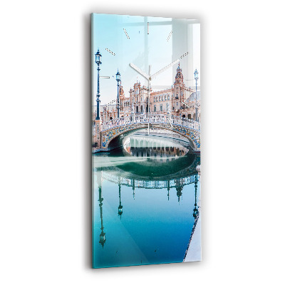 Modern vertical wall clock Plaza de Espana in Seville