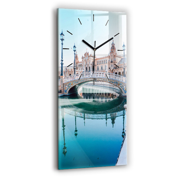 Modern vertical wall clock Plaza de Espana in Seville