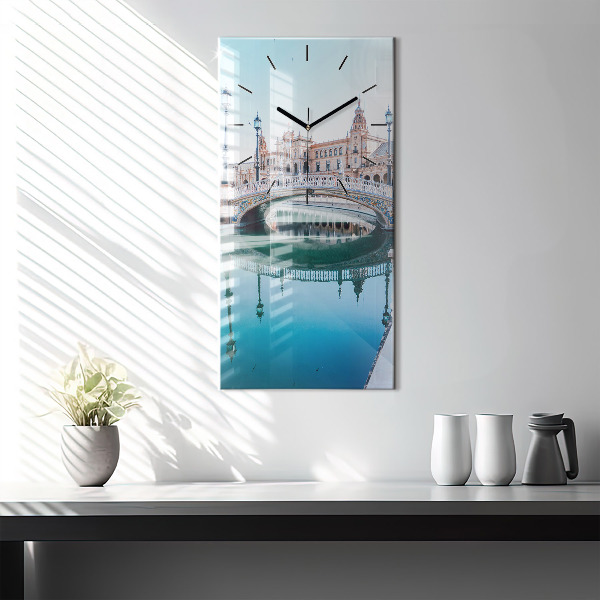 Modern vertical wall clock Plaza de Espana in Seville