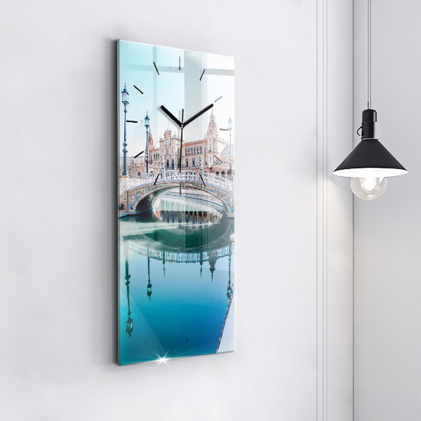 Modern vertical wall clock Plaza de Espana in Seville