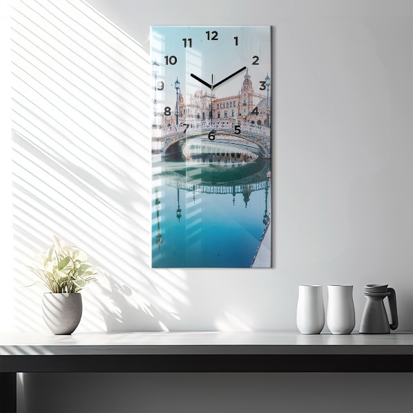 Modern vertical wall clock Plaza de Espana in Seville