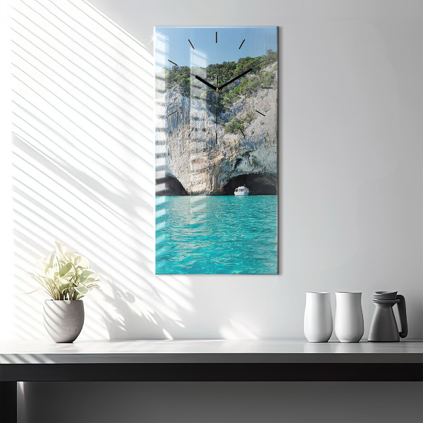 Modern vertical wall clock Underwater Cave