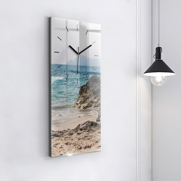Modern vertical wall clock View of the Mediterranean Sea