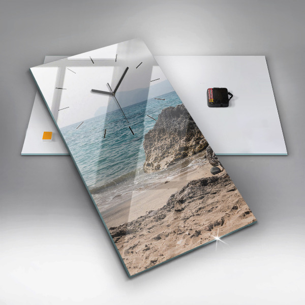 Modern vertical wall clock View of the Mediterranean Sea