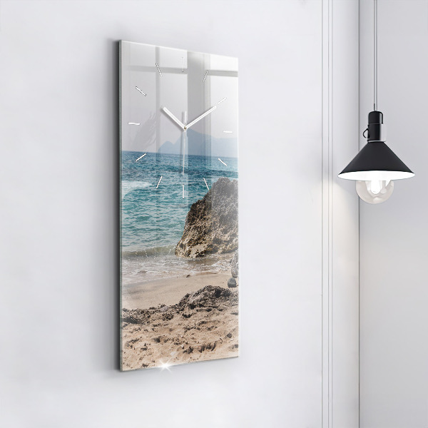Modern vertical wall clock View of the Mediterranean Sea