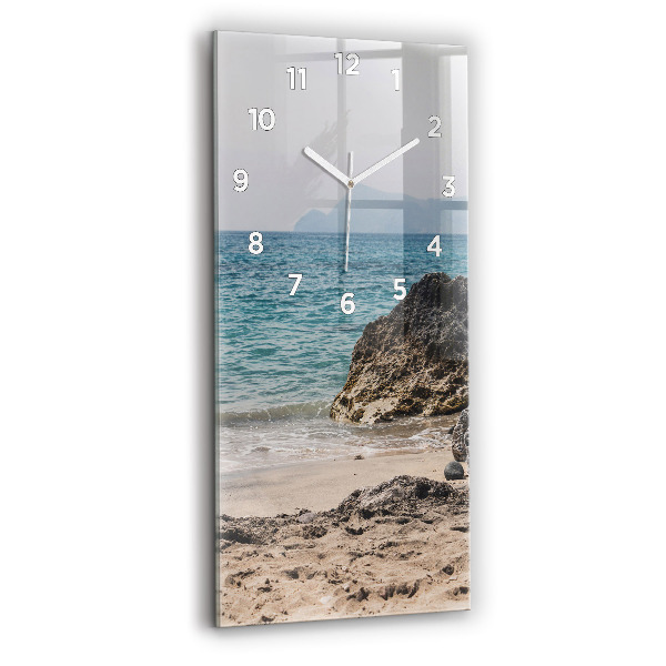Modern vertical wall clock View of the Mediterranean Sea