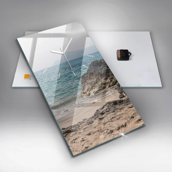 Modern vertical wall clock View of the Mediterranean Sea