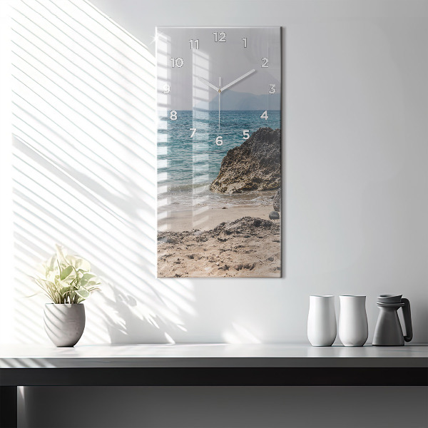 Modern vertical wall clock View of the Mediterranean Sea