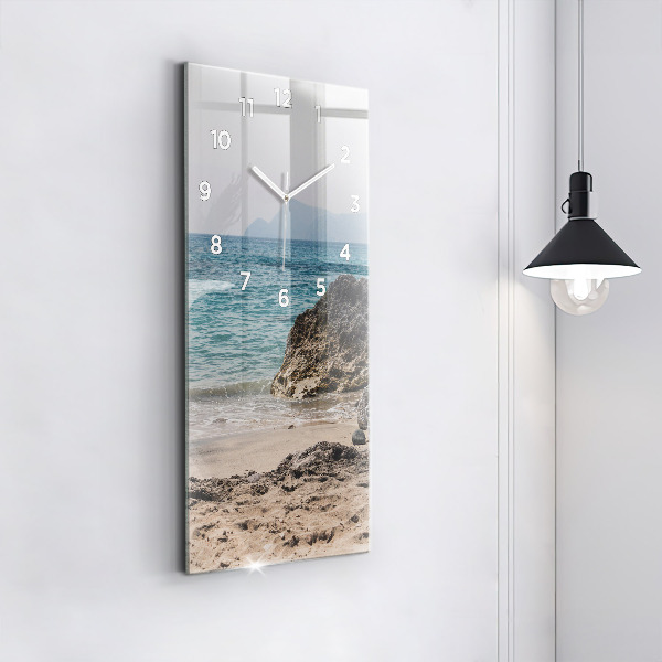 Modern vertical wall clock View of the Mediterranean Sea