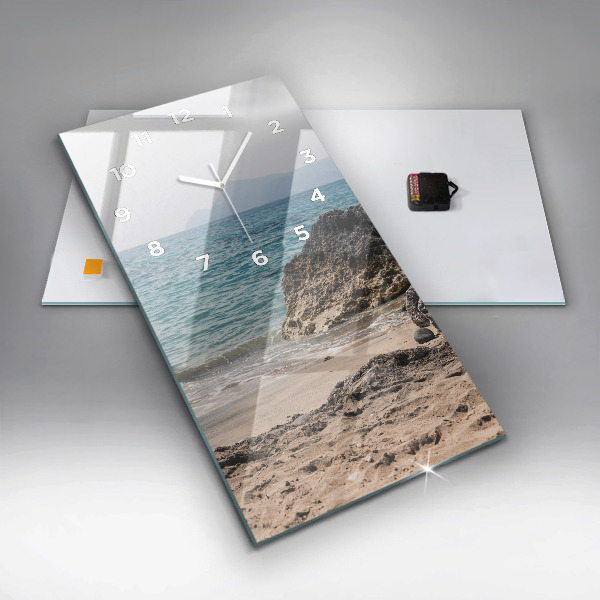 Modern vertical wall clock View of the Mediterranean Sea