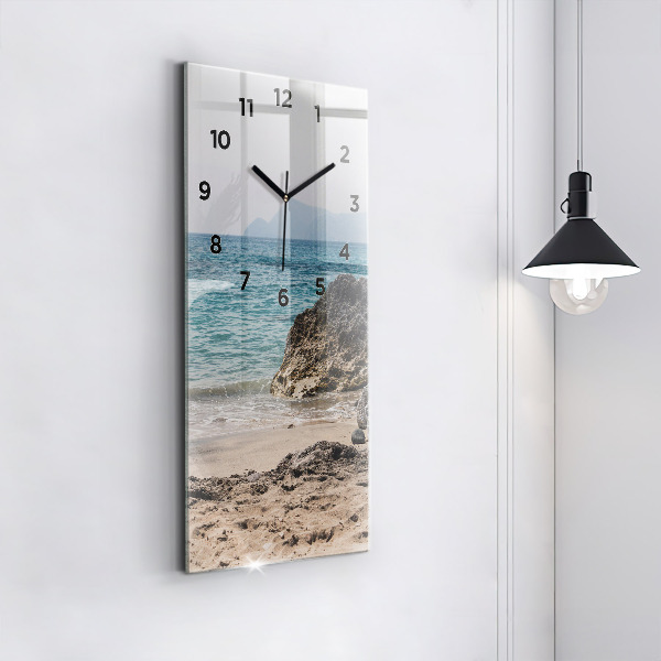Modern vertical wall clock View of the Mediterranean Sea