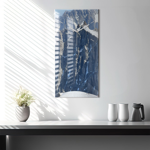 Modern vertical wall clock Alps Mountains in Winter