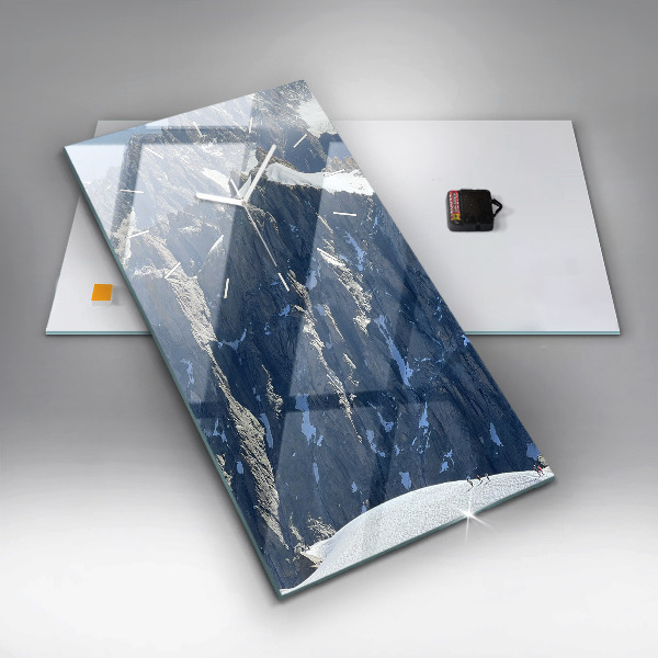 Modern vertical wall clock Alps Mountains in Winter