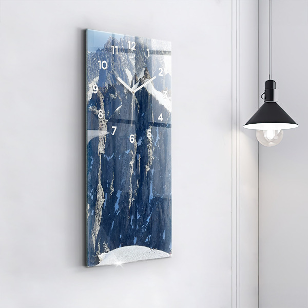 Modern vertical wall clock Alps Mountains in Winter
