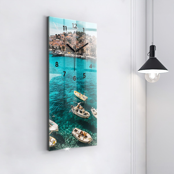 Modern vertical wall clock Boats in Croatia