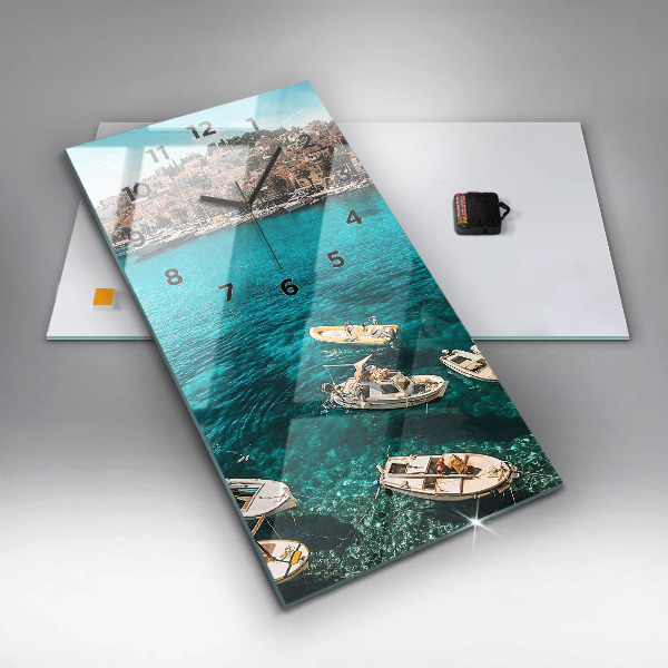 Modern vertical wall clock Boats in Croatia