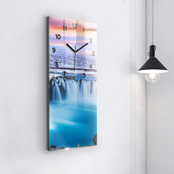Modern vertical wall clock Godafoss Waterfall Iceland
