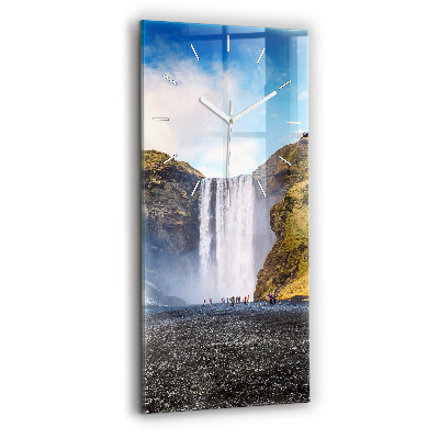 Modern vertical wall clock Waterfall in Iceland