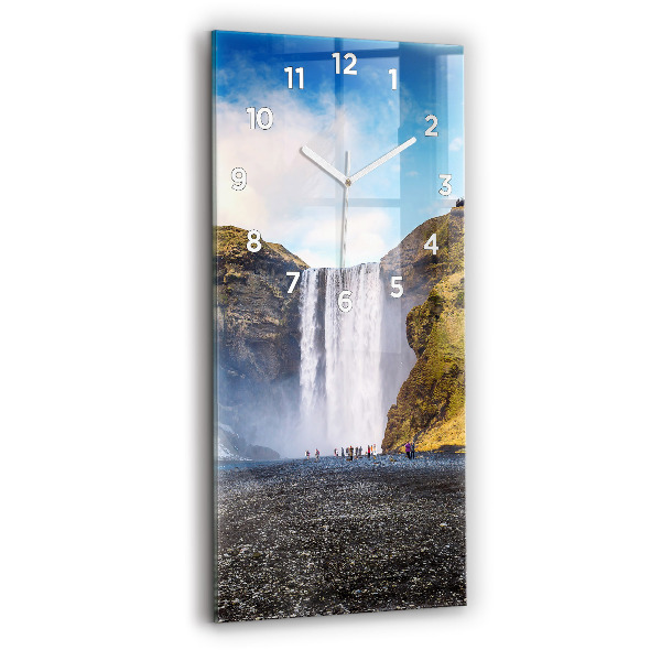 Modern vertical wall clock Waterfall in Iceland