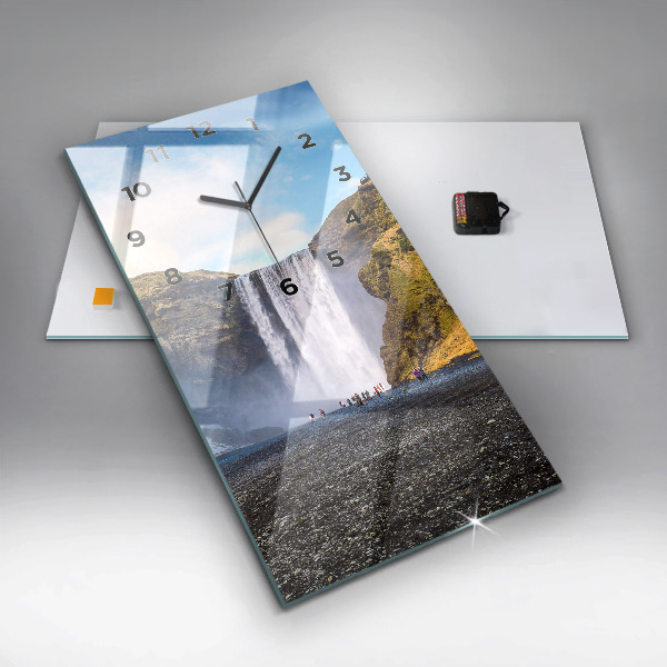 Modern vertical wall clock Waterfall in Iceland