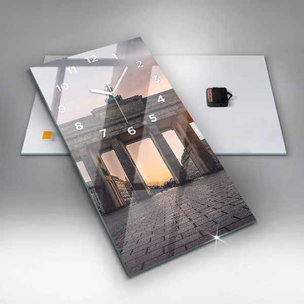 Modern vertical wall clock Brandenburg Gate