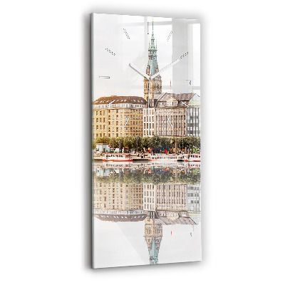 Modern vertical wall clock River Hamburg Germany