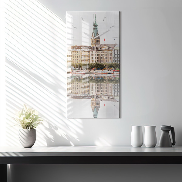 Modern vertical wall clock River Hamburg Germany