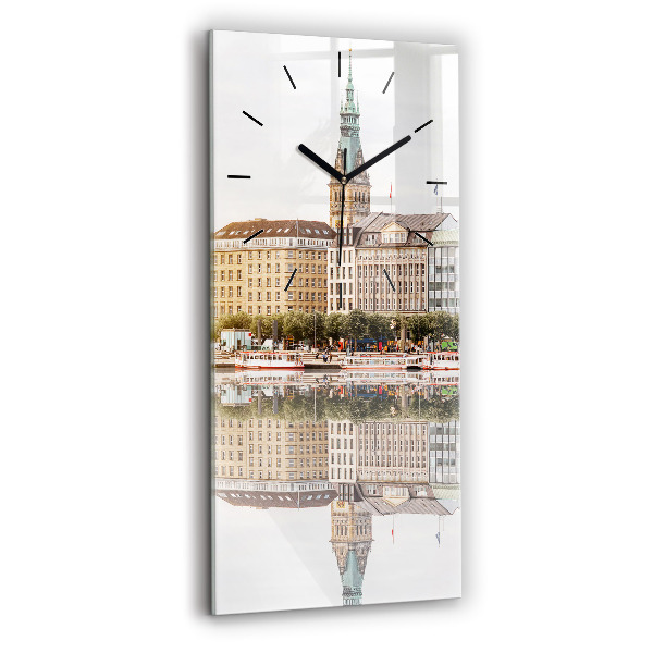 Modern vertical wall clock River Hamburg Germany