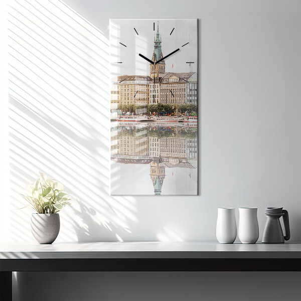 Modern vertical wall clock River Hamburg Germany