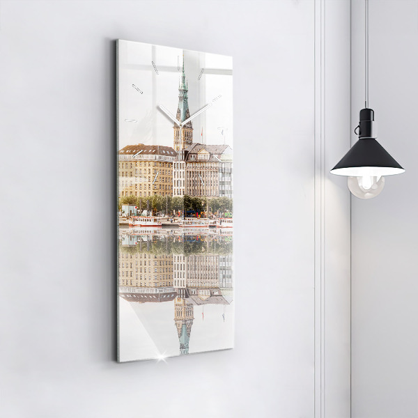 Modern vertical wall clock River Hamburg Germany