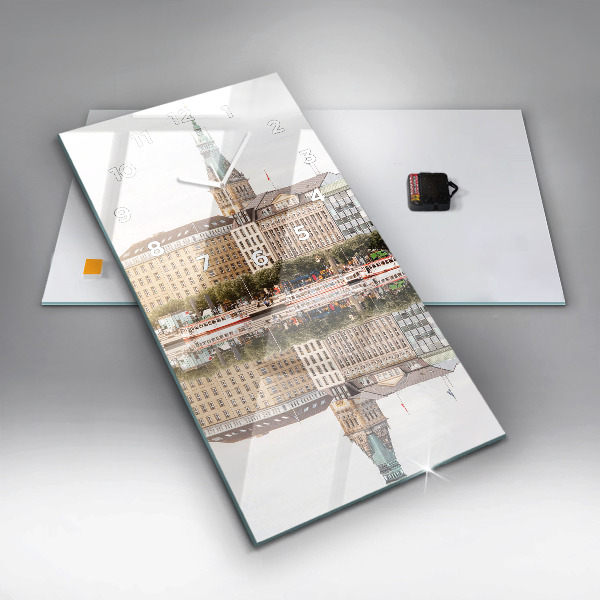 Modern vertical wall clock River Hamburg Germany