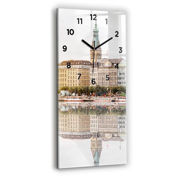Modern vertical wall clock River Hamburg Germany