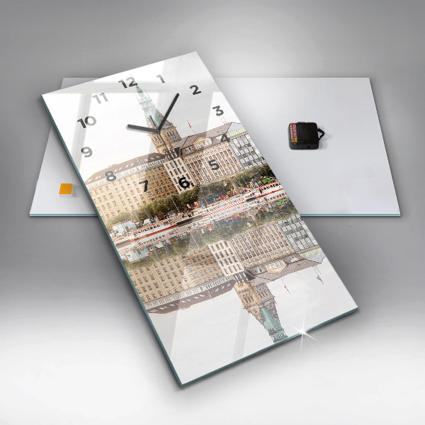 Modern vertical wall clock River Hamburg Germany