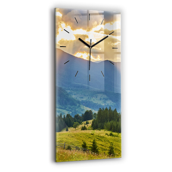 Modern vertical wall clock Landscape with forests