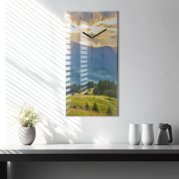 Modern vertical wall clock Landscape with forests