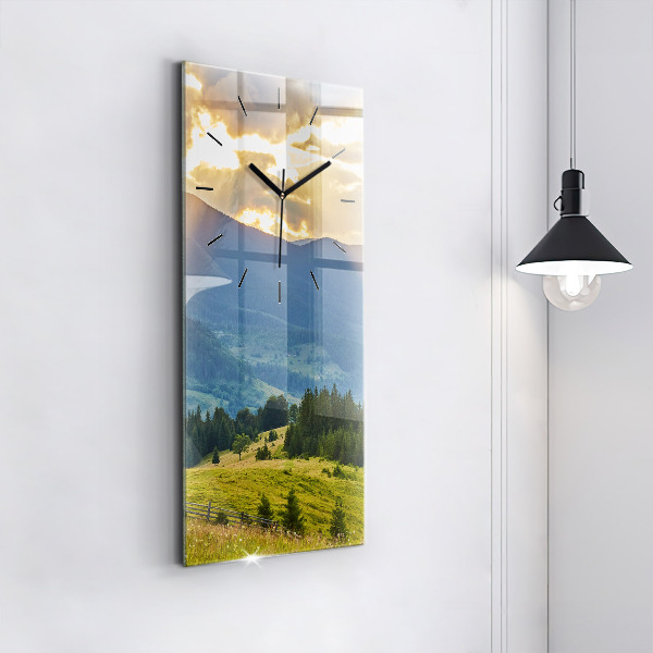 Modern vertical wall clock Landscape with forests