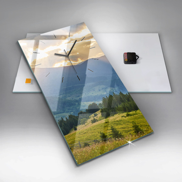 Modern vertical wall clock Landscape with forests