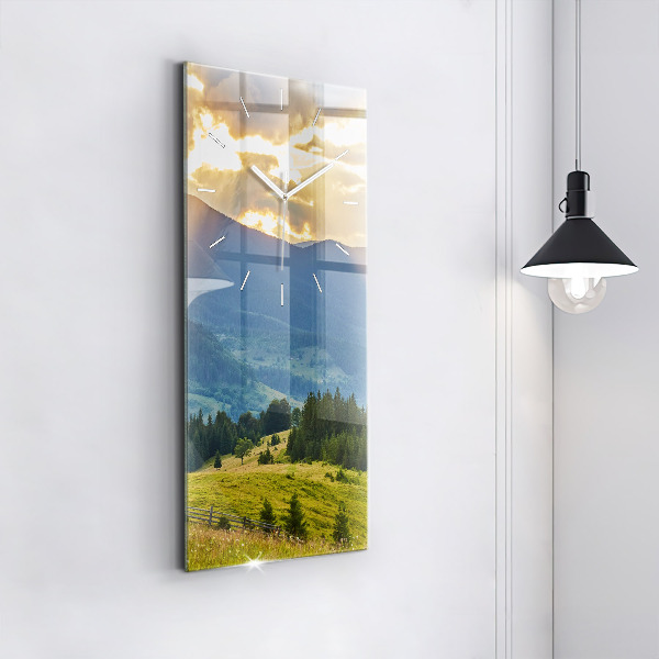 Modern vertical wall clock Landscape with forests