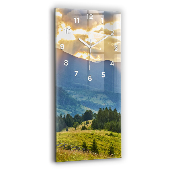 Modern vertical wall clock Landscape with forests