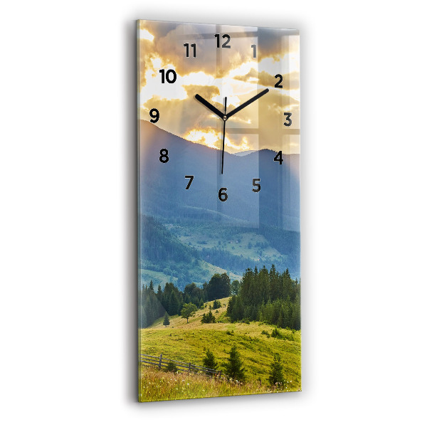 Modern vertical wall clock Landscape with forests