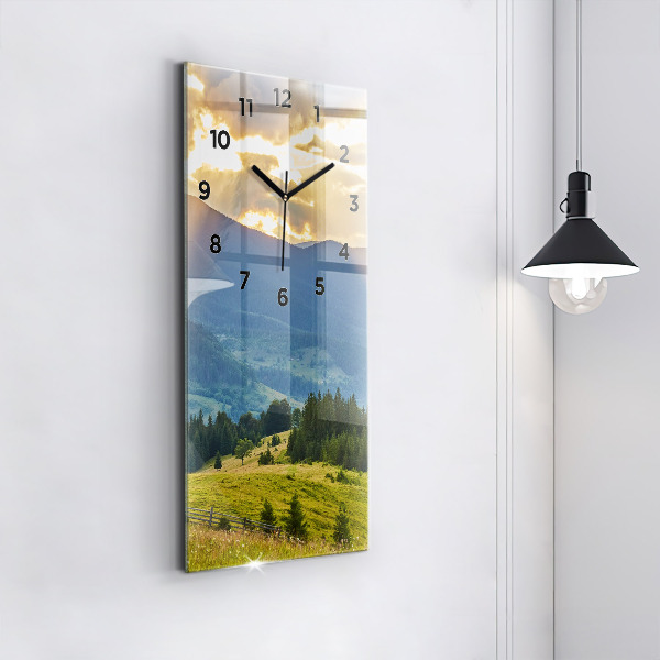 Modern vertical wall clock Landscape with forests